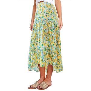 NEW Floral Print Midi Skirt Elastic High Waist M